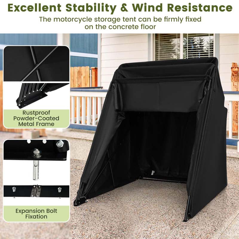 136" x 54" x 75" Waterproof Motorbike Shed Storage Tent Heavy Duty Outdoor Motorcycle Shelter with Ventilation Window
