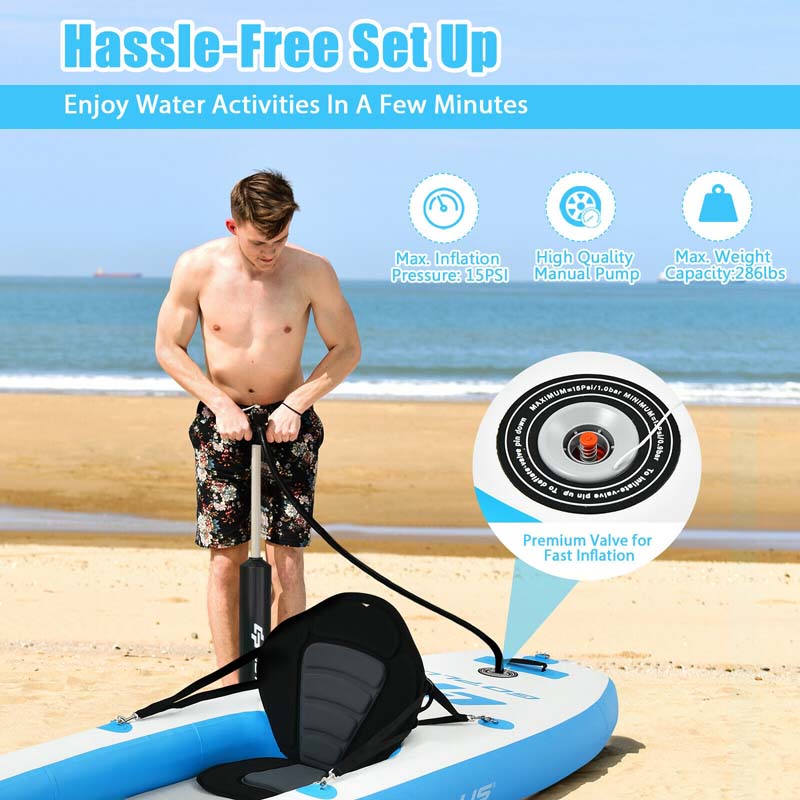 1-Person Inflatable Kayak for Touring & Fishing with Adjustable Aluminum Oars, 11FT Portable Recreational Rowboat Canoe Raft