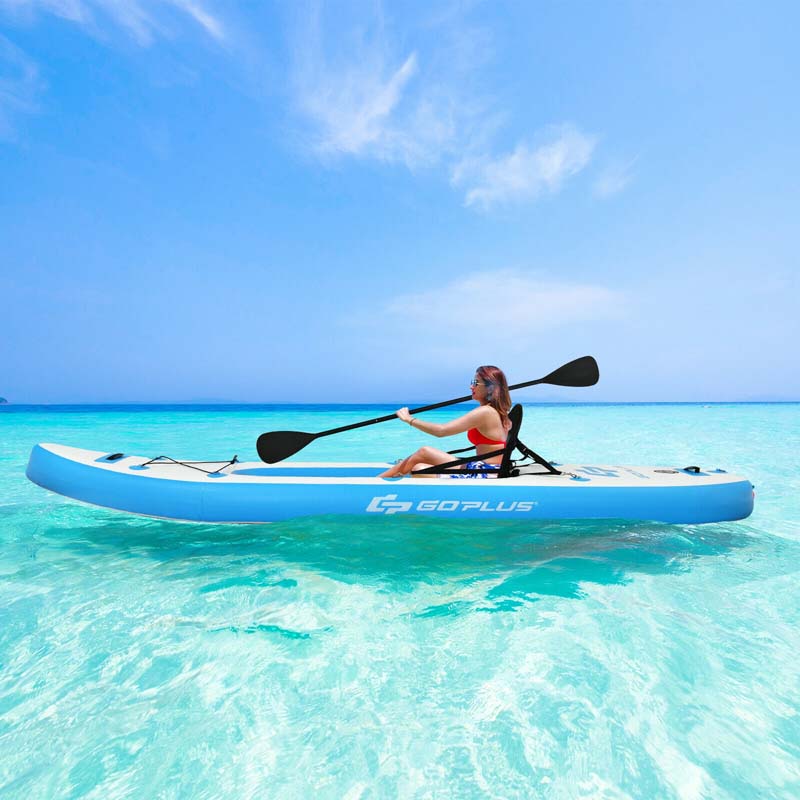 1-Person Inflatable Kayak for Touring & Fishing with Adjustable Aluminum Oars, 11FT Portable Recreational Rowboat Canoe Raft
