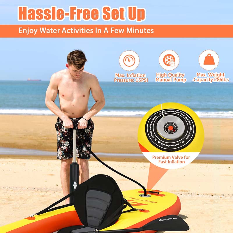 1-Person Inflatable Kayak for Touring & Fishing with Adjustable Aluminum Oars, 11FT Portable Recreational Rowboat Canoe Raft
