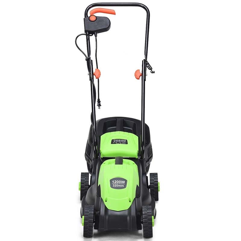 12 Amp 14" Corded Electric Lawn Mower, 3 Adjustable Cutting Heights Push Mower with 30L Grass Collection Bag