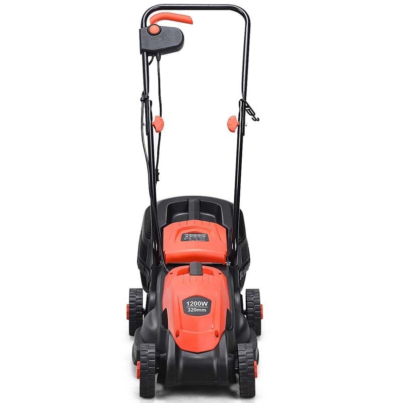 12 Amp 14" Corded Electric Lawn Mower, 3 Adjustable Cutting Heights Push Mower with 30L Grass Collection Bag