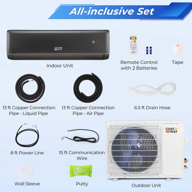 12,000 BTU Mini Split Air Conditioner and Heater, 21 SEER2 208-230V Inverter Split AC Unit with Heat Pump