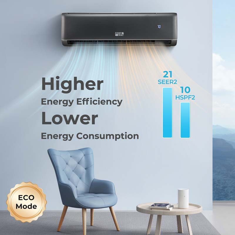 12,000 BTU Mini Split Air Conditioner and Heater, 21 SEER2 208-230V Inverter Split AC Unit with Heat Pump