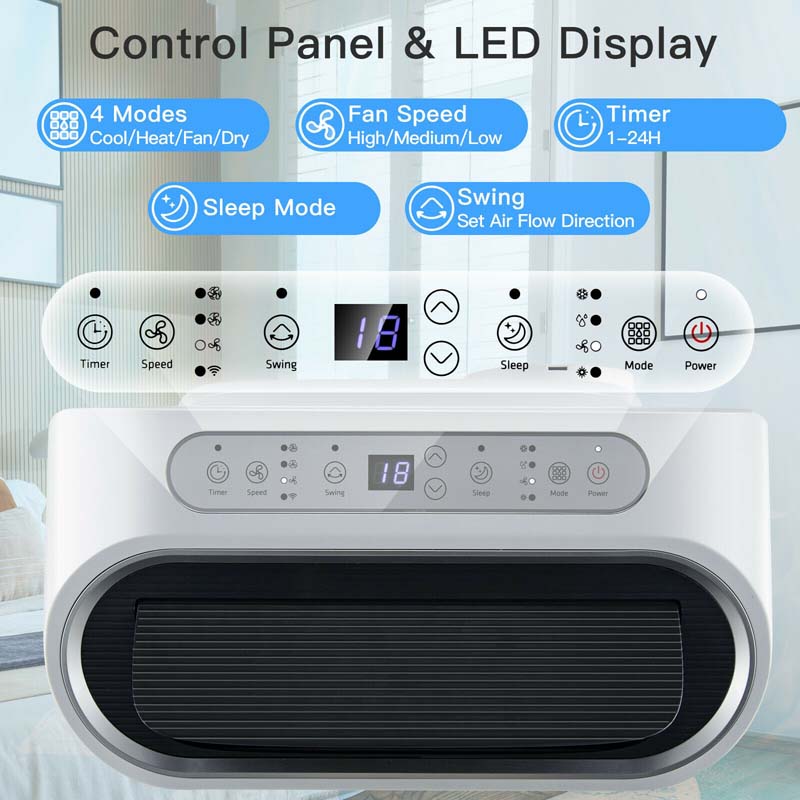 12000 BTU 4-in-1 Portable Air Conditioner w/Heat Cool Fan Dry & Sleep Mode, WiFi & Alexa Control AC Unit, Cools Up to 450 sq.ft