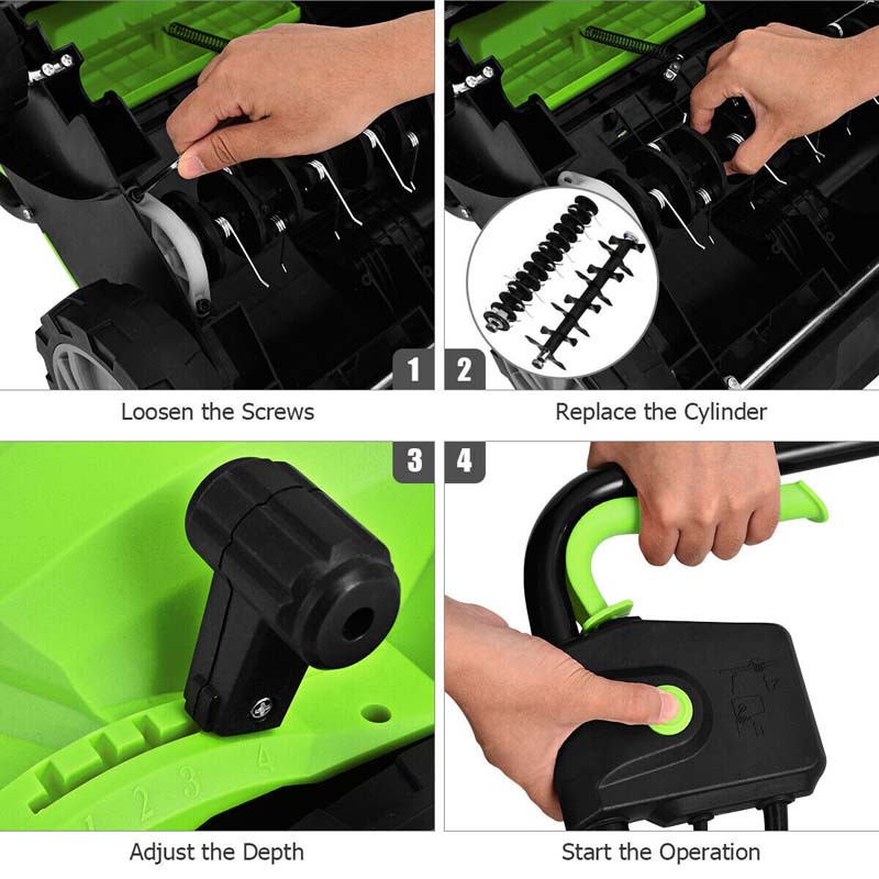 2-in-1 Electric Lawn Dethatcher & Scarifier, 12 Amp 13" Corded Grass Dethatcher with 40L Collection Bag