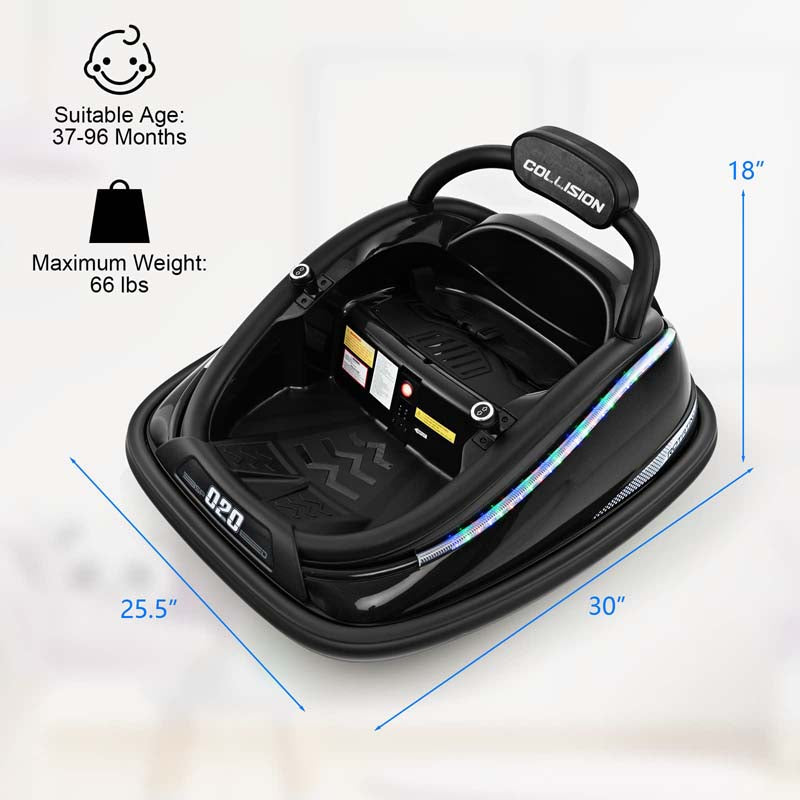 12V Kids Bumper Car with Colorful Flashing LED Lights, Music, Remote, Battery Powered Vehicle Racer Toddlers Electric Ride on Toy
