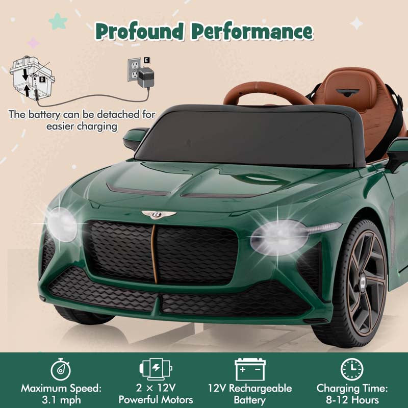 12V Licensed Bentley Bacalar Battery Kids Ride-on Toy Car with Remote Control, Scissor Doors, Lights & Sound Effects
