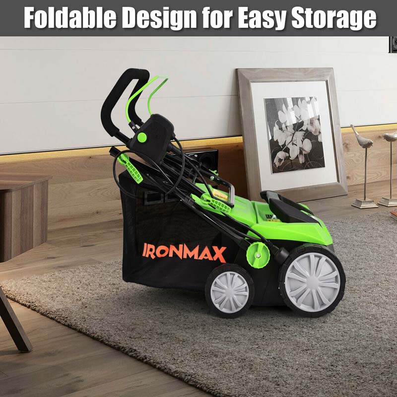2-in-1 Electric Lawn Dethatcher & Scarifier with Folding Handle, 13 Amp 15" Corded Grass Dethatcher with 50L Collection Bag