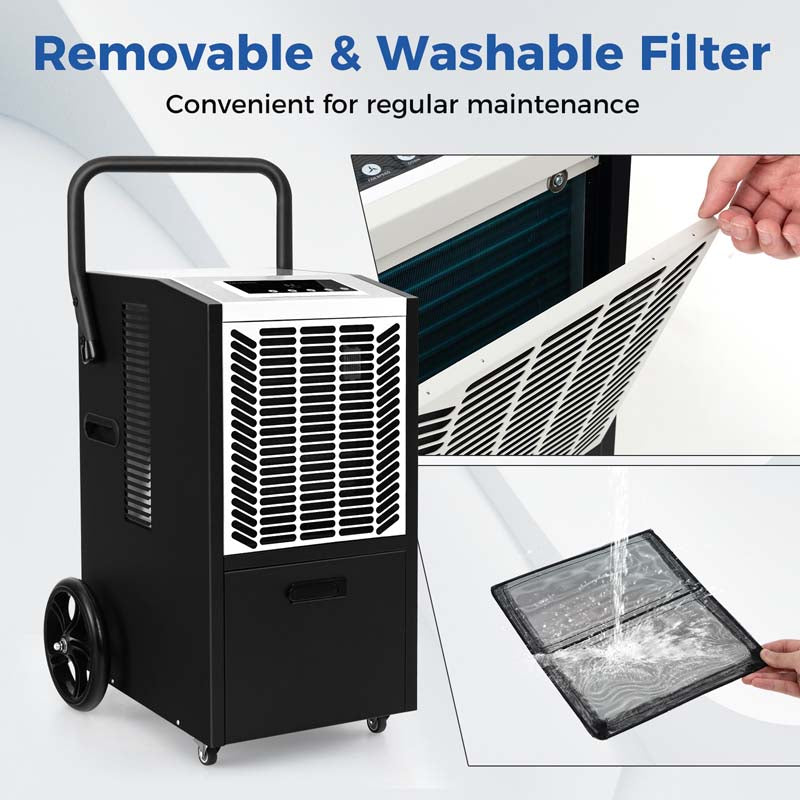 140 Pints Portable Crawl Space Dehumidifier w/Pump & Drain Hose, Industrial Commercial Dehumidifier for Basement Warehouse