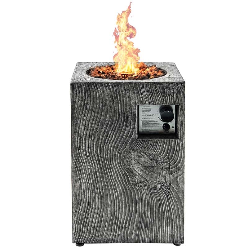 16" Square Outdoor Propane Firepit, 30000 BTU Gas Fire Pit with Lava Rocks & Waterproof Cover