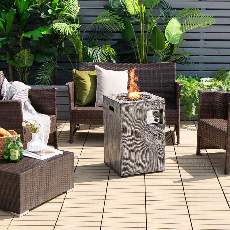 16" Square Outdoor Propane Firepit, 30000 BTU Gas Fire Pit with Lava Rocks & Waterproof Cover