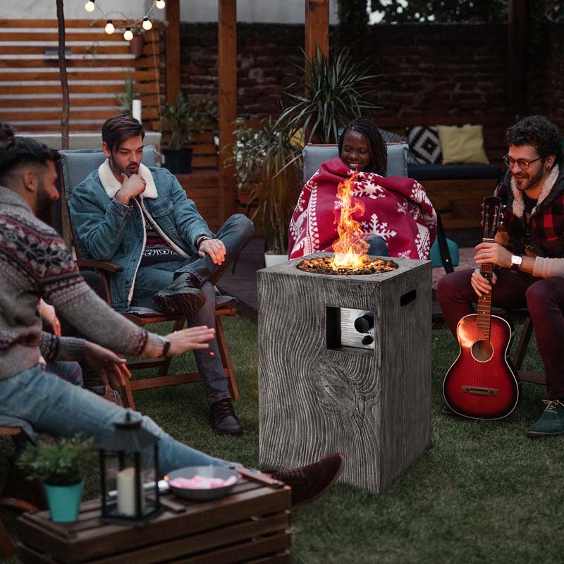 16" Square Outdoor Propane Firepit, 30000 BTU Gas Fire Pit with Lava Rocks & Waterproof Cover