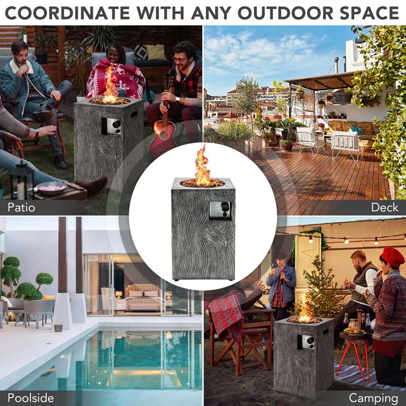 16" Square Outdoor Propane Firepit, 30000 BTU Gas Fire Pit with Lava Rocks & Waterproof Cover