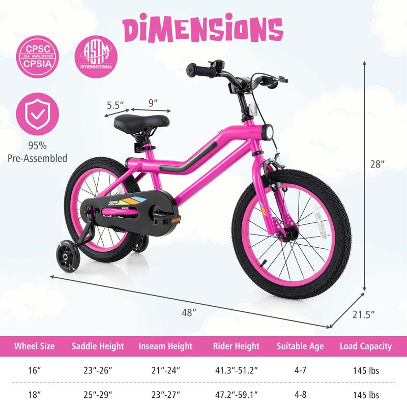 Lighted Kids Bike for 4-8 Years Old Children Sport Bicycle with 7-Mode LED Lighted Frame, Headlight, Flash Training Wheels, Dual-Brake
