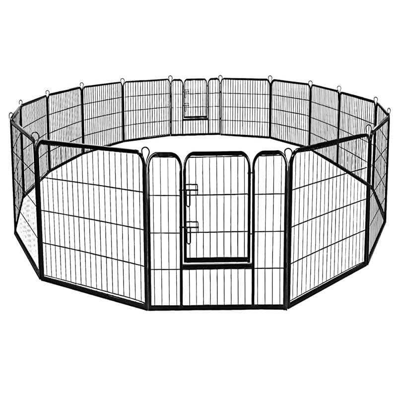 40" 16/8 Panel Pet Playpen with Door, Foldable Dog Exercise Pen, Metal Dog Puppy Cat Fence Barrier Kennel