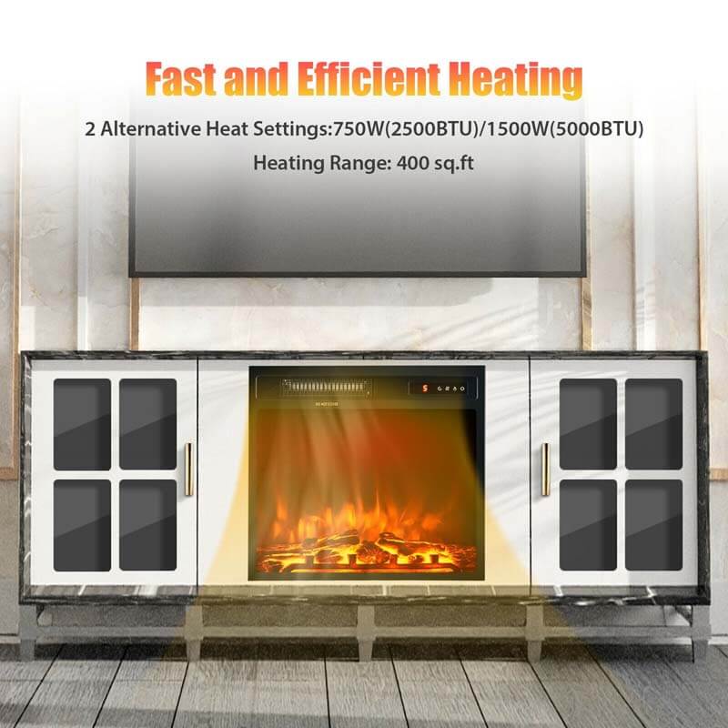 18" 1500W Electric Fireplace Heater with 5 Flame Effects, Freestanding & Wall Mounted Electric Fireplace Insert
