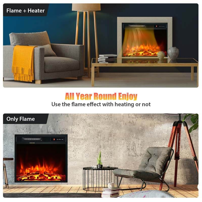 18" 1500W Electric Fireplace Heater with 5 Flame Effects, Freestanding & Wall Mounted Electric Fireplace Insert