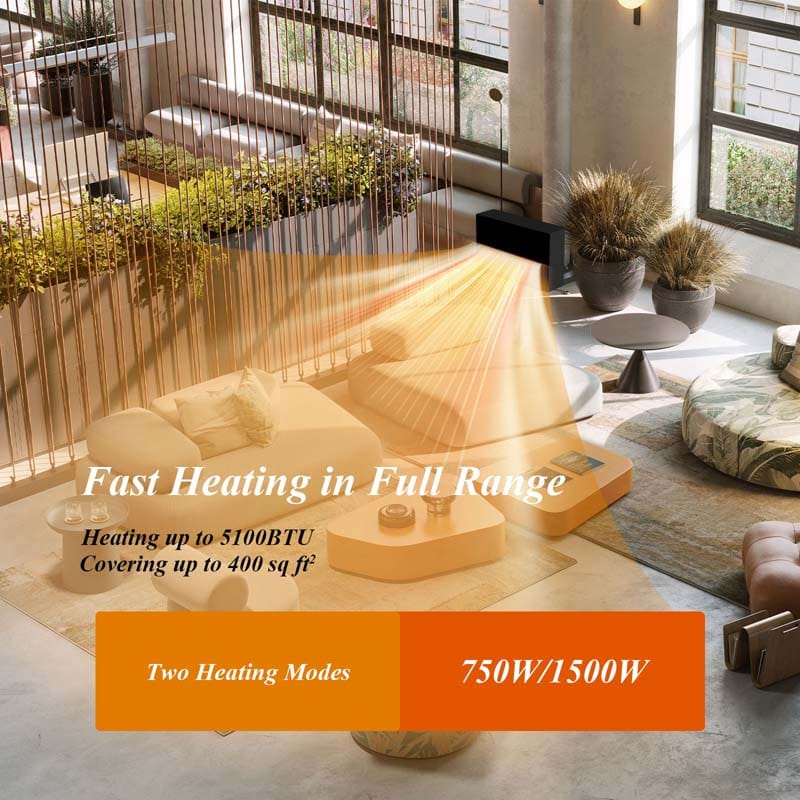 18" Electric Fireplace Insert, 1500W Recessed & Freestanding Electric Fireplace Heater with 7-Brightness Flame