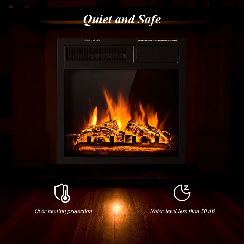 18" Electric Fireplace Insert, 1500W Recessed & Freestanding Electric Fireplace Heater with 7-Brightness Flame