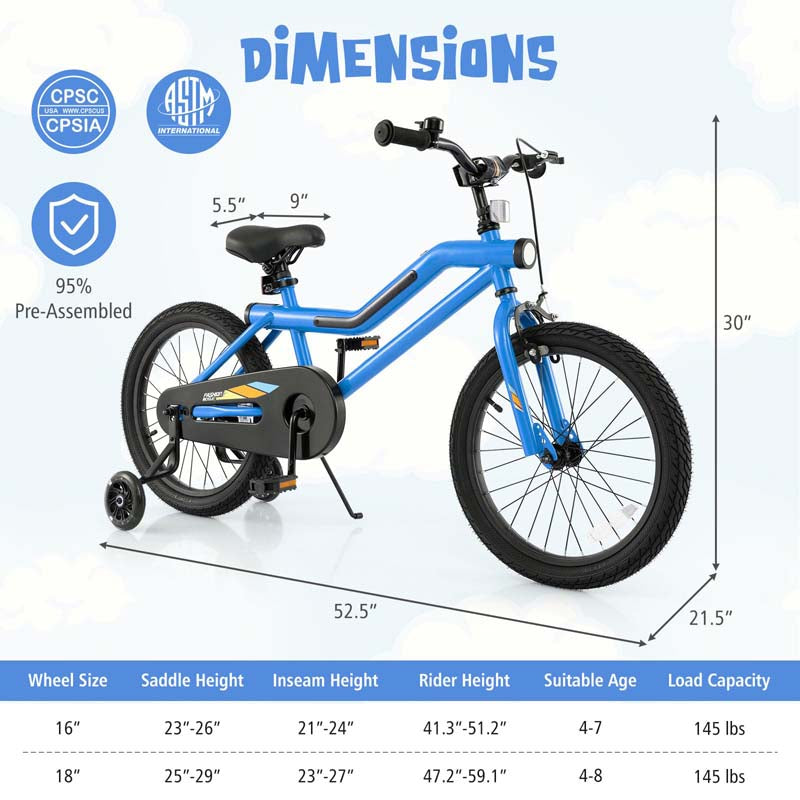 Lighted Kids Bike for 4-8 Years Old Children Sport Bicycle with 7-Mode LED Lighted Frame, Headlight, Flash Training Wheels, Dual-Brake