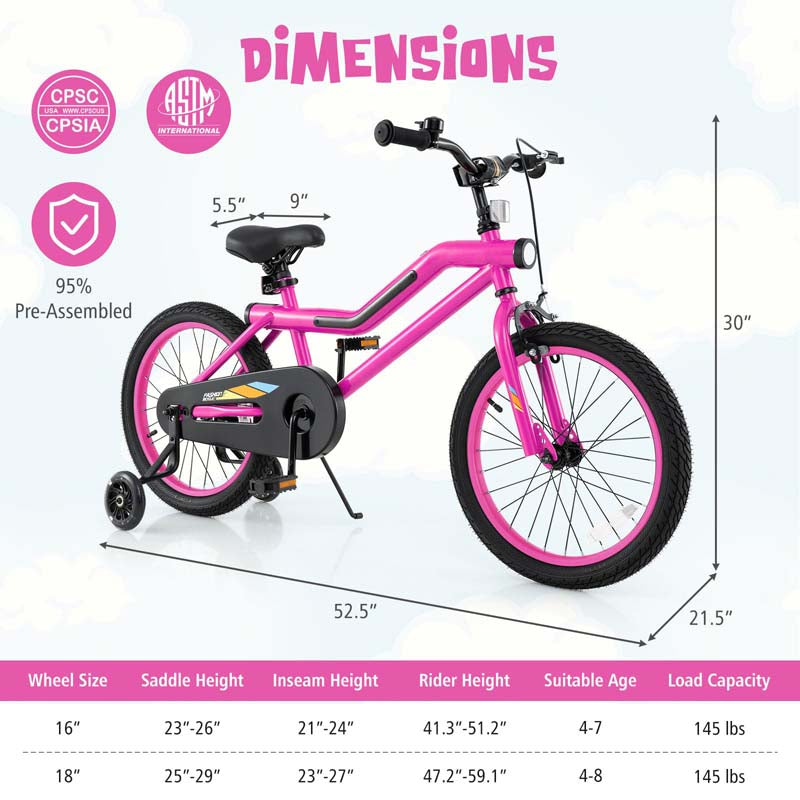 Lighted Kids Bike for 4-8 Years Old Children Sport Bicycle with 7-Mode LED Lighted Frame, Headlight, Flash Training Wheels, Dual-Brake