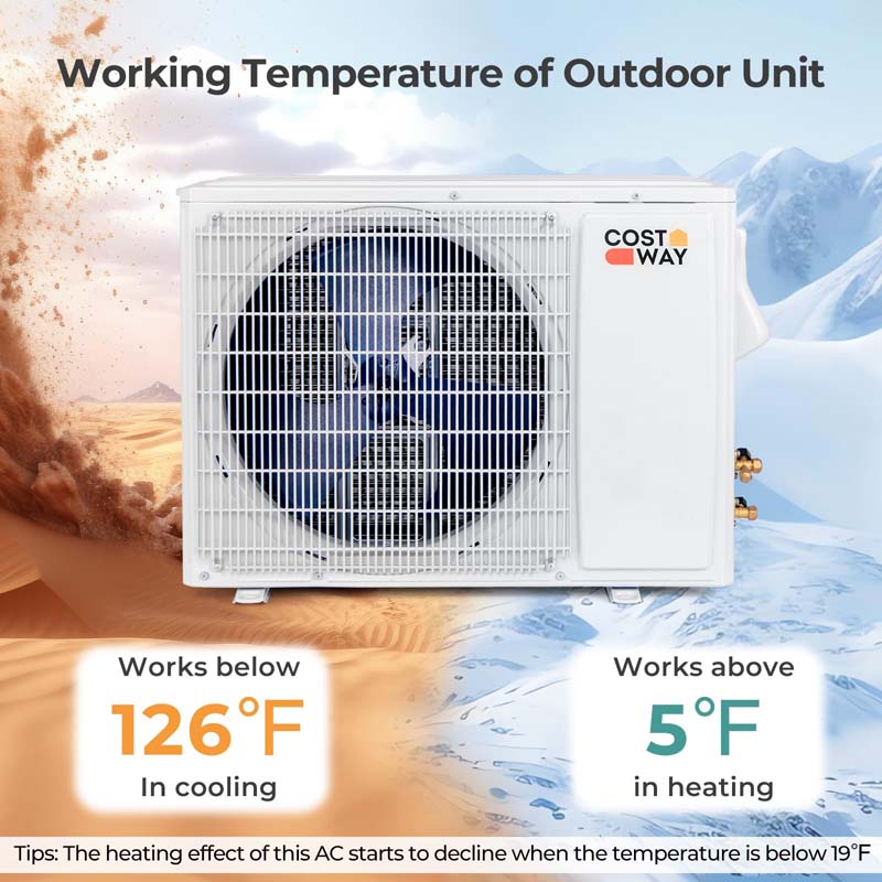 24,000 BTU Wifi Enabled Mini Split Air Conditioner Heater with Alexa, 21 SEER2 208-230V Wall-Mounted Ductless Inverter AC Unit