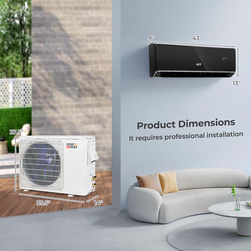 24,000 BTU Wifi Enabled Mini Split Air Conditioner Heater with Alexa, 21 SEER2 208-230V Wall-Mounted Ductless Inverter AC Unit