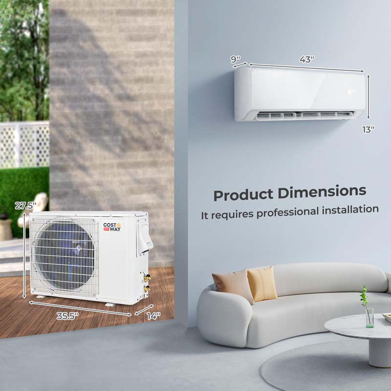 24,000 BTU Wifi Enabled Mini Split Air Conditioner Heater with Alexa, 21 SEER2 208-230V Wall-Mounted Ductless Inverter AC Unit