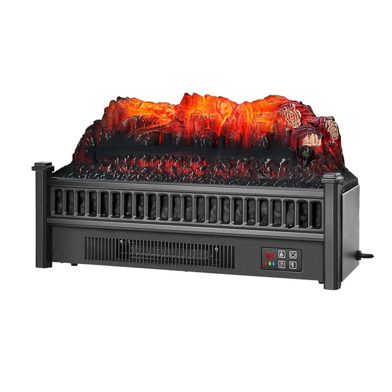 23" Freestanding Electric Fireplace Log Heater, 1400W Electric Stove Insert with Realistic Flame & Remote Control