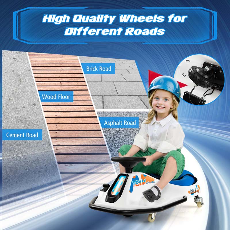24V Kids Ride On Drift Car with 360° Spin, 3 Flags Included, Electric Drifting Go Kart for Kids,  Racing Car for Toddlers Aged 3+