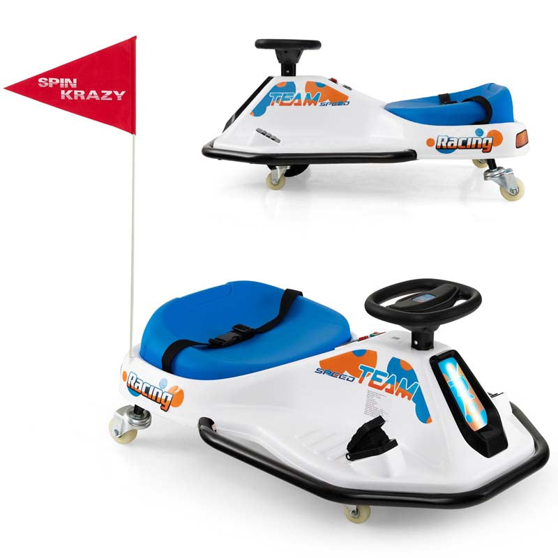 24V Kids Ride On Drift Car with 360° Spin, 3 Flags Included, Electric Drifting Go Kart for Kids,  Racing Car for Toddlers Aged 3+
