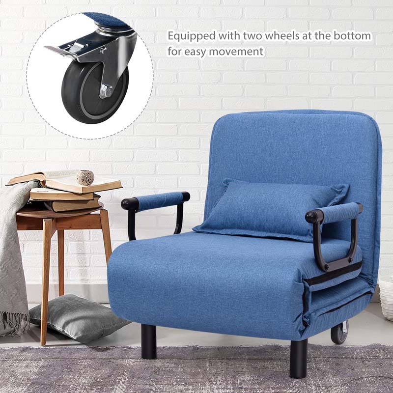 26.5" Convertible Sofa Bed Folding Arm Chair Sleeper Leisure Recliner Lounge Couch