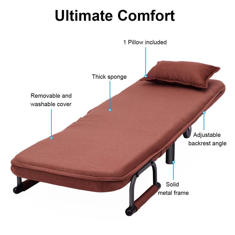 26.5" Convertible Sofa Bed Folding Arm Chair Sleeper Leisure Recliner Lounge Couch