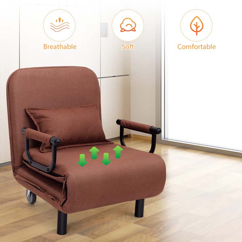 26.5" Convertible Sofa Bed Folding Arm Chair Sleeper Leisure Recliner Lounge Couch