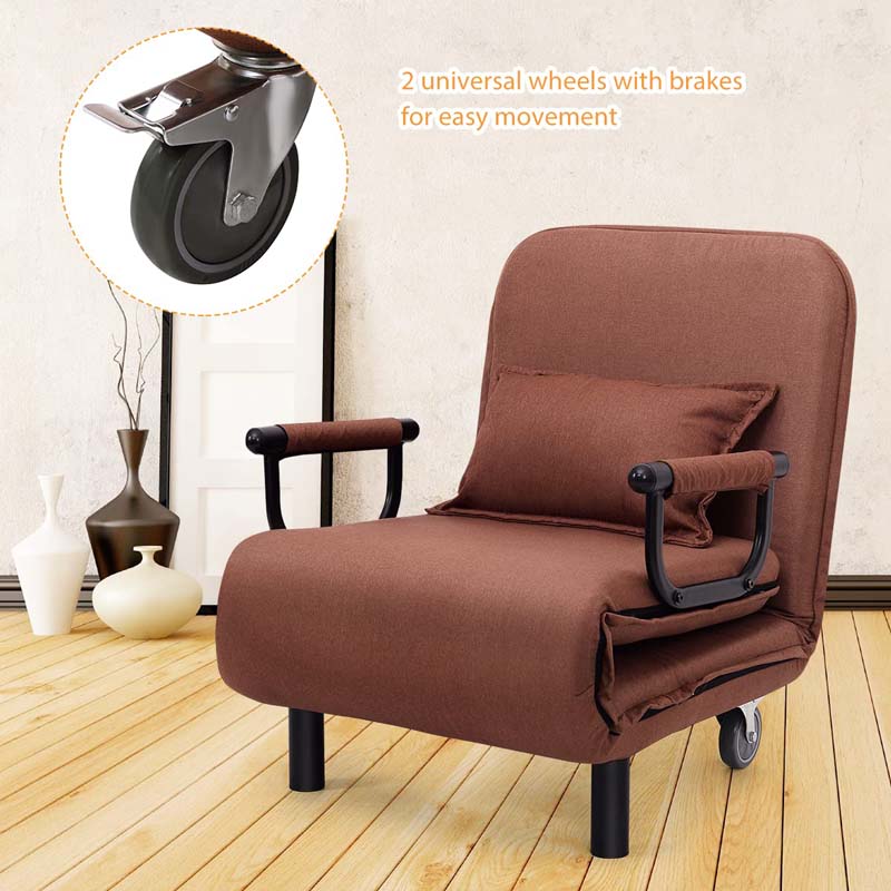 26.5" Convertible Sofa Bed Folding Arm Chair Sleeper Leisure Recliner Lounge Couch