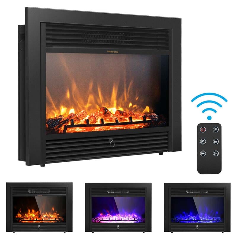 28.5" 1500W Recessed Electric Fireplace Insert with Flame Effects, Wall Mounted Electric Fireplace Heater