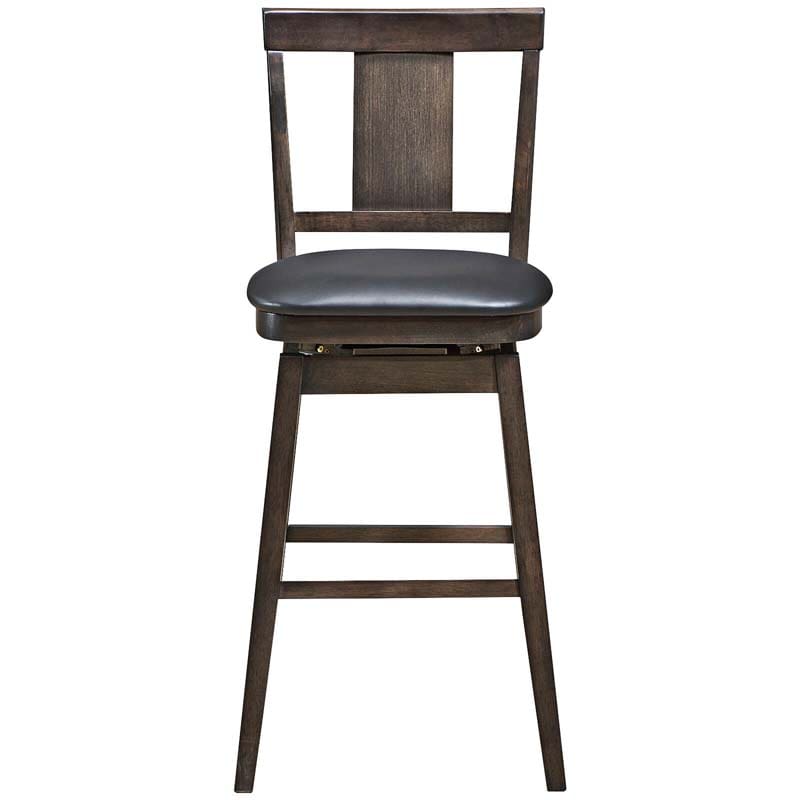 24"/29" Classic Wooden Swivel Bar Stool Leather Padded Bar Height Chair with Slat Back & Rubber Wood Legs