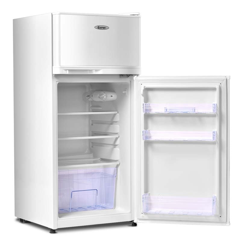 3.4 Cu.Ft Classic Compact Refrigerator 2-Door Cold-rolled Sheet Freezer with Removable Glass Shelves