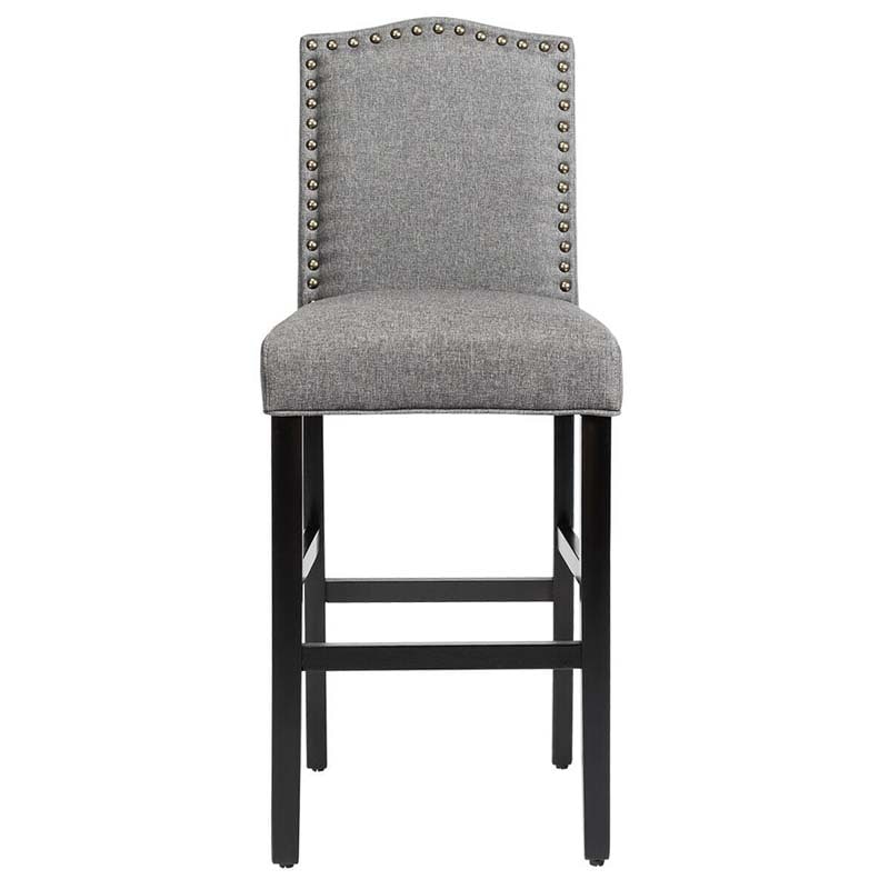 2-Pack 30" Bar Stools with Nailhead Trim, Fabric Counter Height Stools, Kitchen Dining Chairs