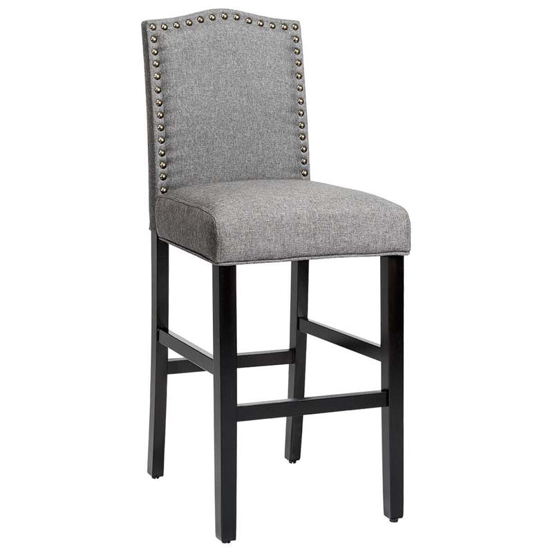 2-Pack 30" Bar Stools with Nailhead Trim, Fabric Counter Height Stools, Kitchen Dining Chairs