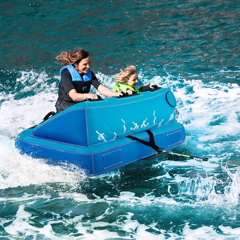 2-Person Water Sport Inflatable Towable Tubes for Boating, Sofa Style Boat Tube with Drainage, Dual Front & Back Tow Points