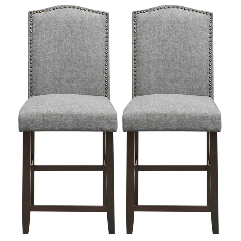2-Pack 24" Fabric Nail Head High Back Bar Stools Counter Height Dining Chairs for Kitchen Island Pub