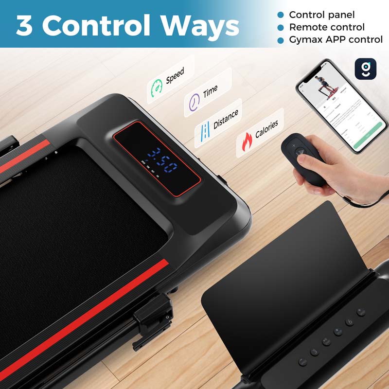 4 in 1 Under Desk Treadmill with Incline & Smart App Control, 3.0HP Foldable Walking Pad Treadmill for Running Jogging