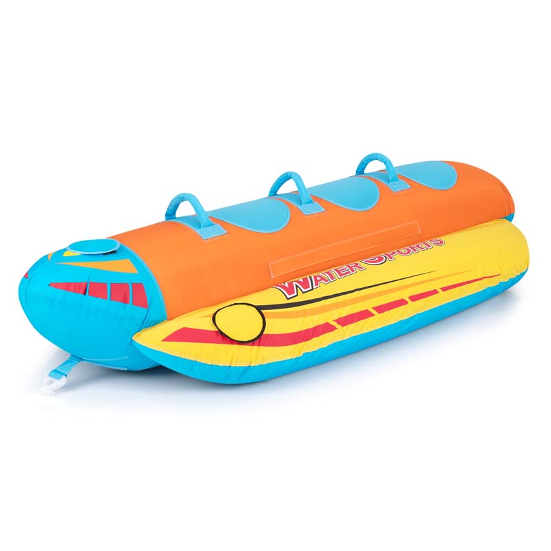 3-Person Inflatable Banana Boat with 3 EVA-padded Seats and Handles, Water Sports Towable Tubes for Boating