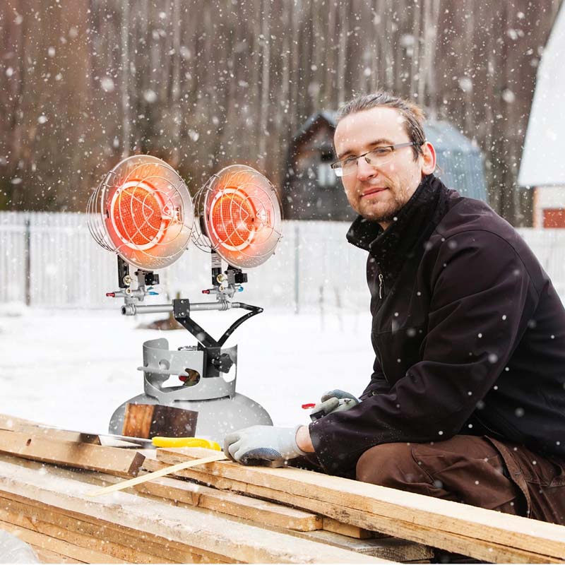 30,000 BTU Dual Head Propane Tank Top Heater with Adjustable Heat Settings & Tip-over Switch, Portable Outdoor Heater for Camping Fishing Hunting