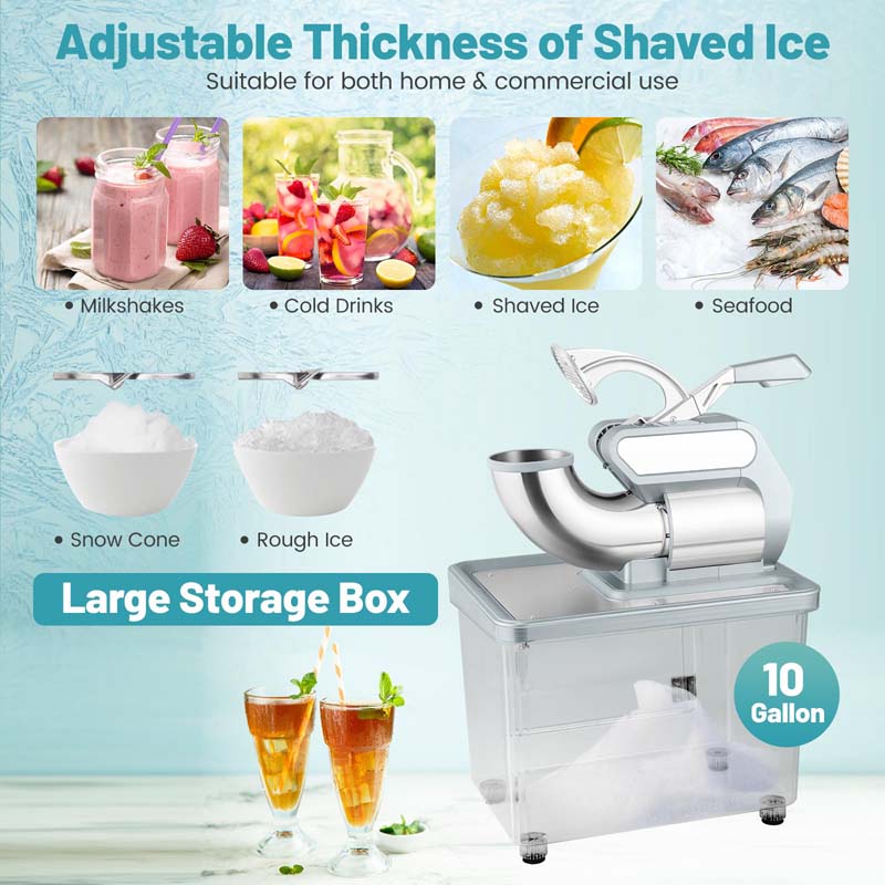 660 LBS/H Commercial Ice Crusher, 300W ETL-Approved Electric Snow Cone Machine with Dual Blades, 120V Shaved Ice Machine