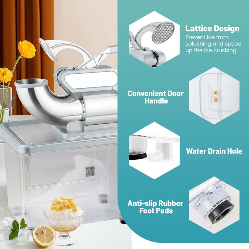 660 LBS/H Commercial Ice Crusher, 300W ETL-Approved Electric Snow Cone Machine with Dual Blades, 120V Shaved Ice Machine