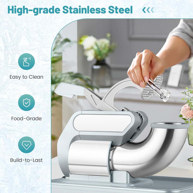 660 LBS/H Commercial Ice Crusher, 300W ETL-Approved Electric Snow Cone Machine with Dual Blades, 120V Shaved Ice Machine