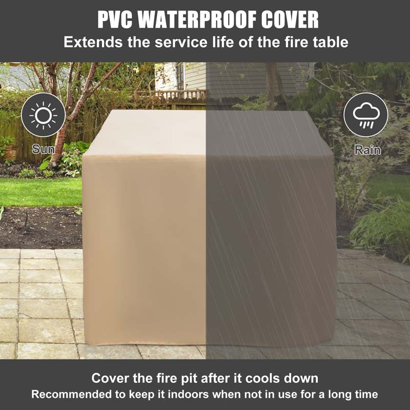 30" Square Propane Fire Pit Table, 50000 BTU Outdoor Gas Fire Table with Lava Rocks & Cover